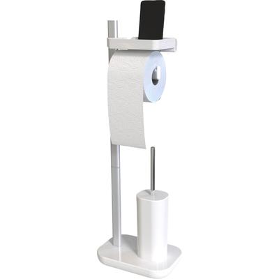 WC-Garnitur BISCHOF "Stena", weiß, B:25cm H:73cm L:16cm, Aluminium, Kunststoff, Reinigungsbürsten, WC-Komplettsystem, Alu-Kunststoff, Ablage, TPE-Bürste, beschwert