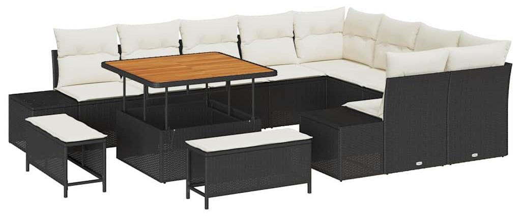 Garten-Loungeset - Gartenmöbel-Set, Outdoor-Sofa, Balkon, 5 Personen, wetterfest, Poly-Rattan, Creme