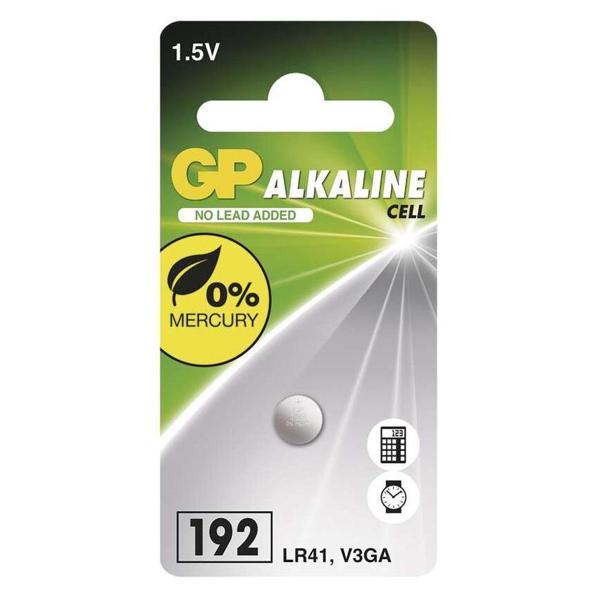 GP Batteries Alkaline button cell battery GP LR41 (192F), 1 pc (1 Stk., LR41, 24 mAh) (1041019211)