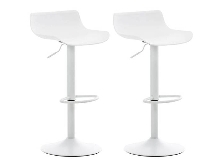 Lot de 2 tabourets de bar hauteur reglable design contemporain en plastique blanc pieds trompette blanc TDB10286