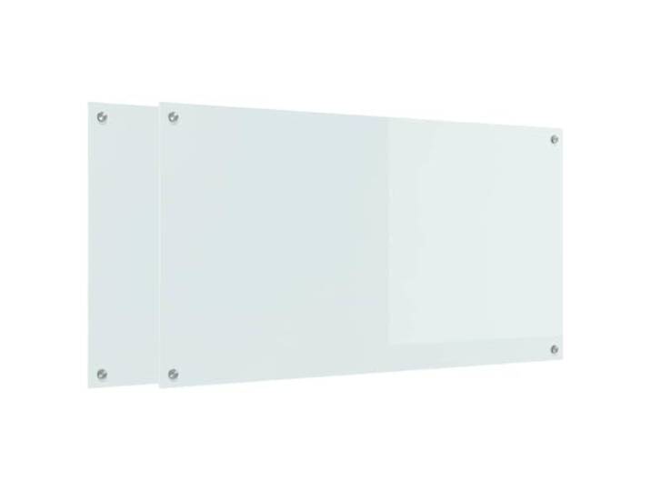vidaXL Küchenrückwand 2 stk. Weiß 110 x 60 cm Gehärtetes Glas, Moderne, robuste Glasrückwand für die Küche, hitzebeständig, stylisches Design, easy Montage