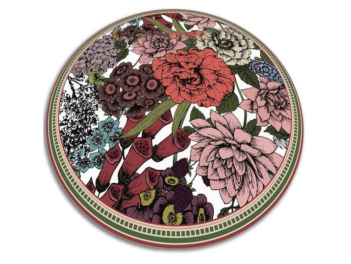 Tulup Vinyl Teppich Ø80 cm Vielfältige Blumen, Rot, Kunststoff, Rund, 80x80 cm, Teppiche und Böden, Teppiche, Outdoorteppiche