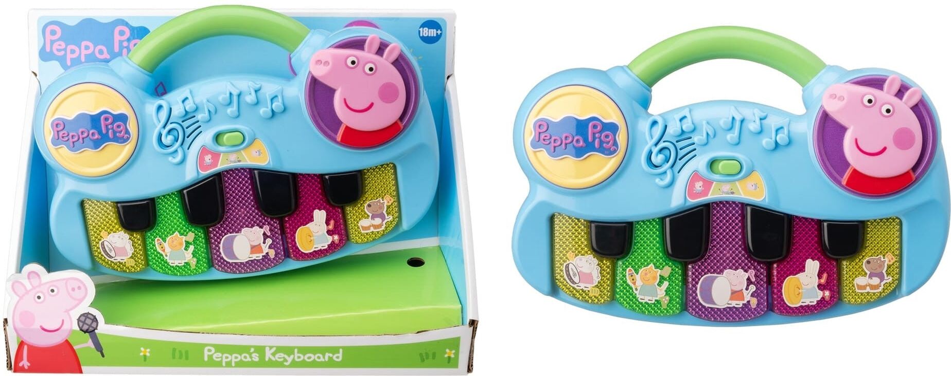 HTI Peppa Pig ; Friends Light-Up Keyboard for Kids with Colourful Transparent Keys and 3 x AA Batteries Included
