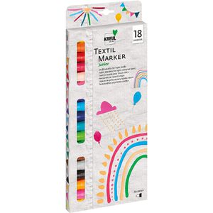 Kreul Textilmarker 90721 medium Junior, sortiert, Strichbreite 2-4mm, waschfest bis 60 Grad, 18 Stück
