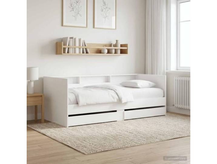 RJPLMFV Tagesbett, Weiß, mit Schubladen, Holz aus Technik Modernes Design, umwandelbar in ein Sofa, integrierte Aufbewahrung, ideal für kleine Wohnungen