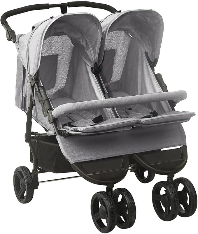 Geschwisterwagen Hellgrau Stahl,16.5kg,10241