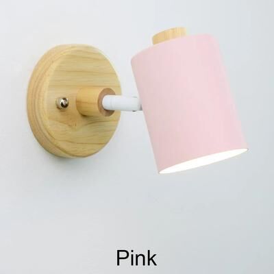 Uplift Treasures Nordic Wooden GU10 Wall Lamp With Pull Switch pink warm White (2700 3500k) no Switch