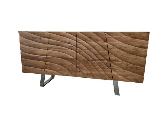Sitheim® Sideboard WAVES Massives Sideboard Akazienholz - Handgefertigter aufwendige 3D, Die aufwändige 3D-Oberfläche wird in sorgfältiger Handarbeit gefertigt