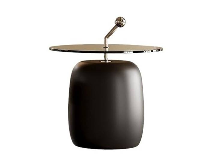 YCCHAH Sofatisch Personalisierte Glas Sofa Beistelltisch Home Light Luxury Schwarz Rund Klein Kaffee Wohnzimmer-Beistelltisch