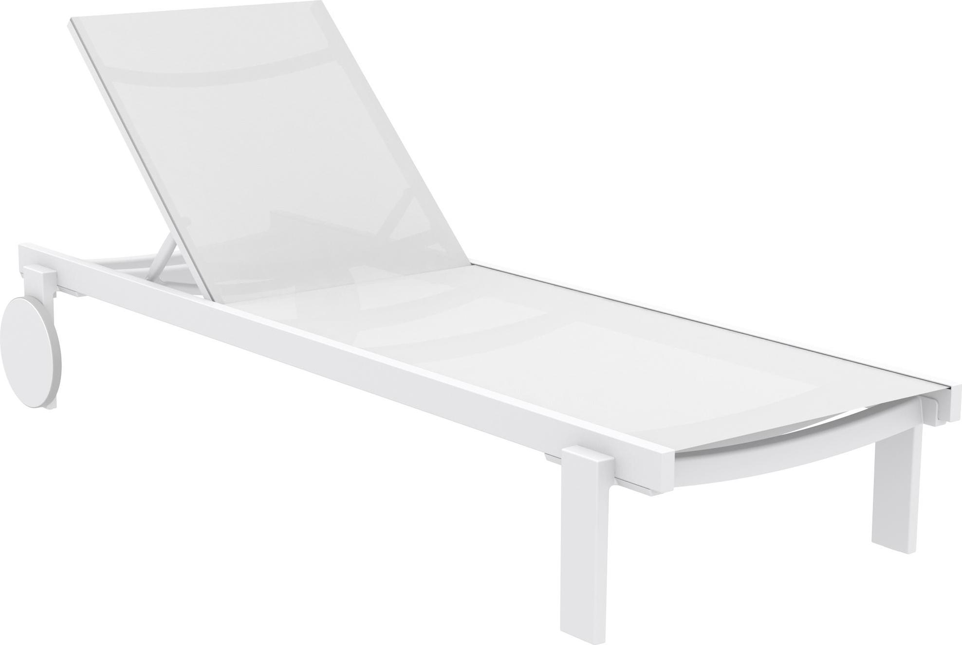 Sonnenliege RUNE mit Rollen klappbar - 74x190x31cm, Metall, Weiß | Gartenliege Strandliege