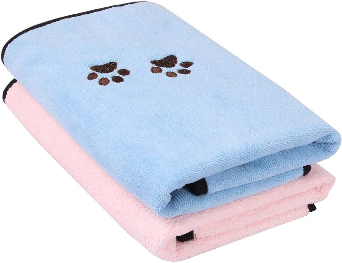 Set van 2 superabsorberende microvezel handdoeken voor huisdieren en katten