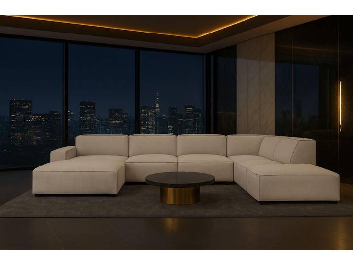 Kaiser Möbel Ecksofa Cursal V, Stoff Artico, Nata, Rechts
