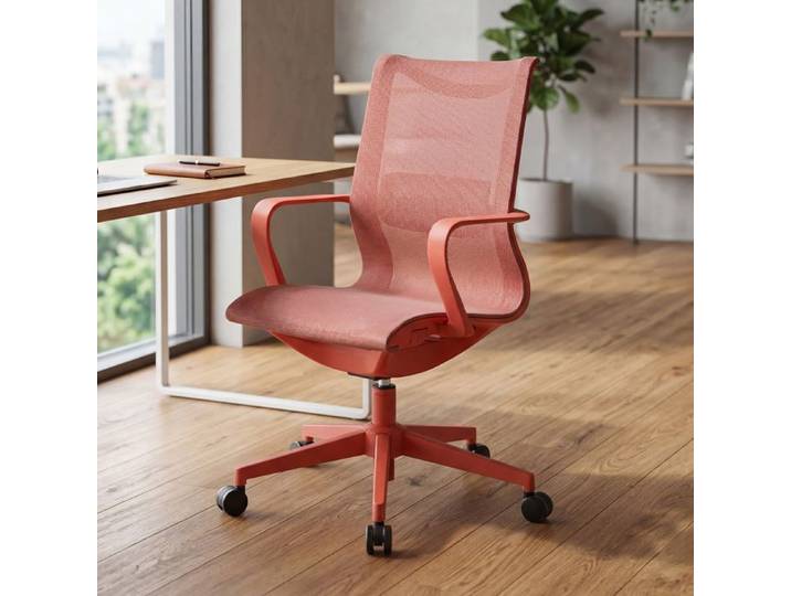 Ya-Home Chaise de Bureau Ergonomique Hauteur Réglable avec Siège Dossier en Maille Chaise d'Ordinateur roulette Pivotante Rouge
