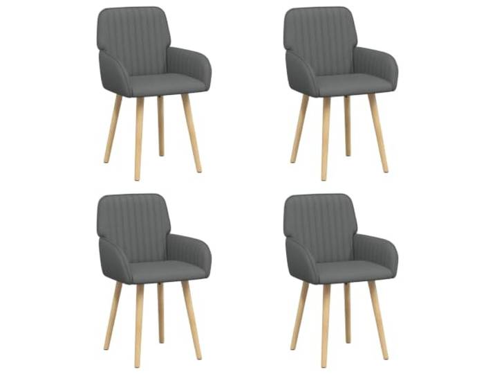 NLQMSU Esszimmerstühle, 4 Stück, Stoff, Dunkelgrau 4 Stück, Polyester 100 %, Füße aus massivem Kautschukholz, braun, Metallrahmen, geneigte Armlehnen, schnelle Montage