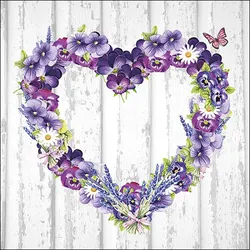 Ambiente 20 Servietten Papier 33x33cm 3-lagig - hochwertige Einweg Papierservietten Blumenkranz Herzmotiv Partyservietten Blumen Herz Frühling Sommer Hochzeit