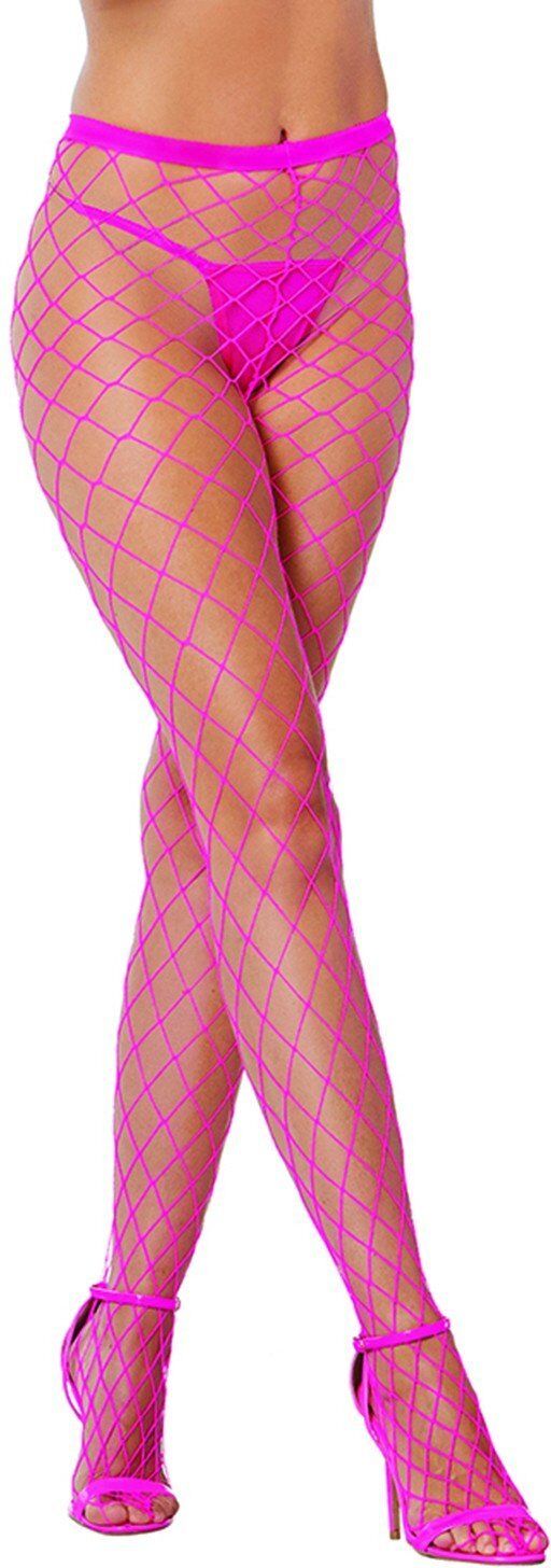 Dreamgirl Collant sexy rose néon résille filet