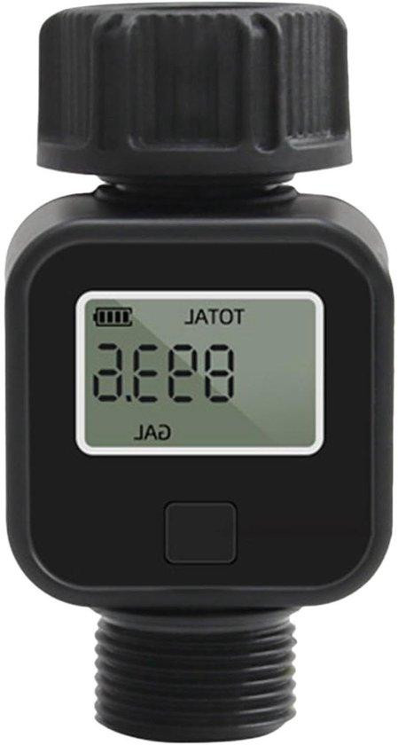 Waterstroommeter Tuinslang - Digitale Meter voor Waterverbruik - 3/4 Inch Adapter - Zwart