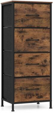 Costway Dresser Nightstand with 4 Roomy Fabric Drawers and Metal Frame-Brown