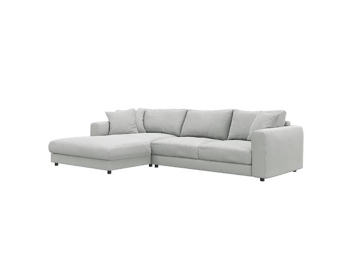 Ecksofa mit Longchair Grau/Grau Cordstoff Snor 286cm Longchair davorstehend links Modern