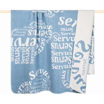 Wohndecke PAD "SERVUS", blau, B:150cm L:200cm, Mischgewebe, Wohndecken, Wohndecke, Made in Europe, Wendefunktion, mit Schriftzug, 150x200 cm
