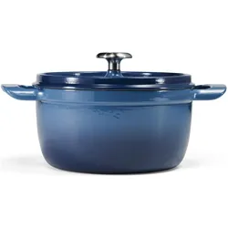 Tramontina CAST IRON Bräter, Schmortopf, Kochtopf, Topf, Induktion, Gusseisen, Blau, Ø 22 cm, 3.7 L, 31700/154, Pfanne + Kochtopf, Blau