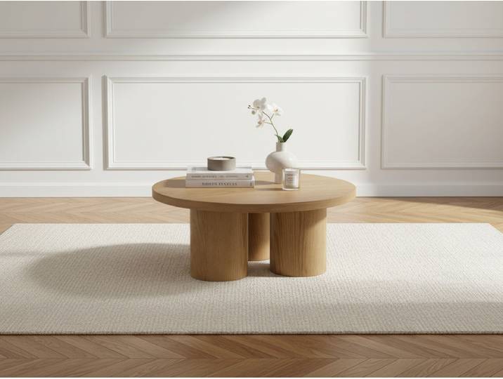 Table basse ronde D.100 cm AMANZA placage chêne massif