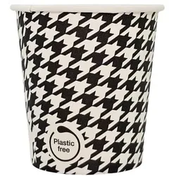 CROKUS Weiße Kartonbecher mit Hahnentrittmuster ohne Plastik ø 6,2 cm - 12 cl (1000 Stück)