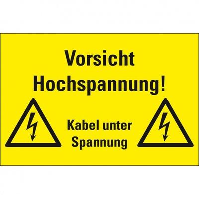 Schild I Warn-Kombischild Vorsicht! Hochspannung Kabel unter..., Kunststoff, 300x200mm