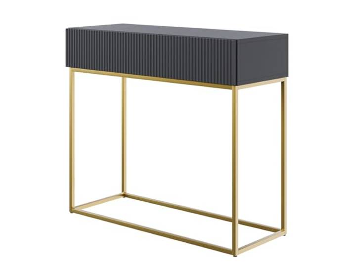Selsey Konsolentisch Mit Schublade Beistelltisch 90 cm Eingangstisch Konsole Schminktisch Veldio Schwarz Goldene Beine