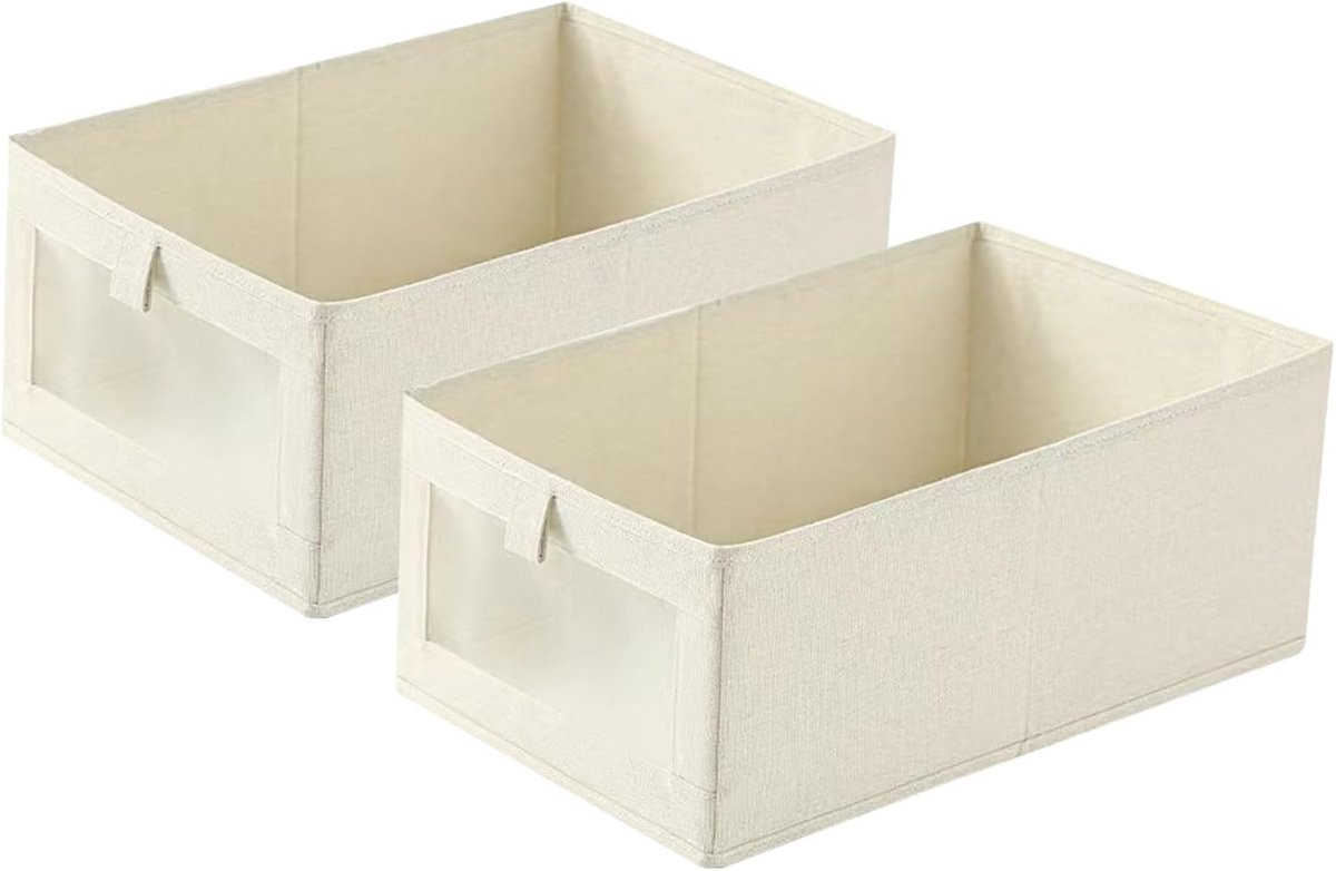 Set van 2 Stapelbare Ladeorganizers van Katoen en Linnen voor Kleding en Slaapkamer