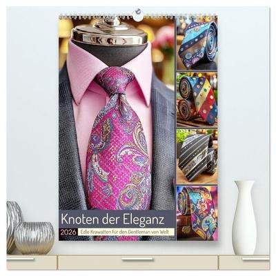 Knoten der Eleganz. Edle Krawatten für den Gentleman von Welt (hochwertiger Premium Wandkalender 2026 DIN A2 hoch), Kunstdruck in Hochglanz