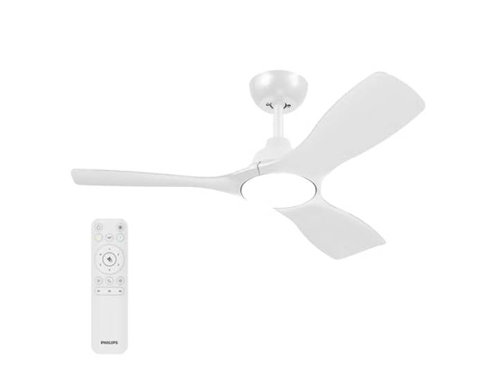 PHILIPS\, Plafonnier LED Ventilateur 3 Pales + Télécommande\, 107cm\, Blanc Plafonnier\, Ventilateur 6 vitesses\, 2650lm\, Avec Télécommande\, Température Blanc réglable 3000-6500K\, Flux d'air 190 m³/min