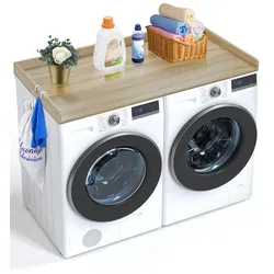 VEVOR Arbeitsplatte für Waschmaschine & Trockner, 1370 x 700 x 69 mm Holzarbeitsplatte wasserabweisende Waschmaschinenabdeckung mit Anti-Rutsch-Pads, für Aufbewahrung, Eichenfarbe