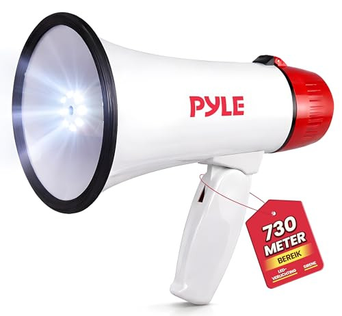 PYLE Megafoon Luidspreker - 30 Watt PA Bullhorn met Sirene en LED-verlichting