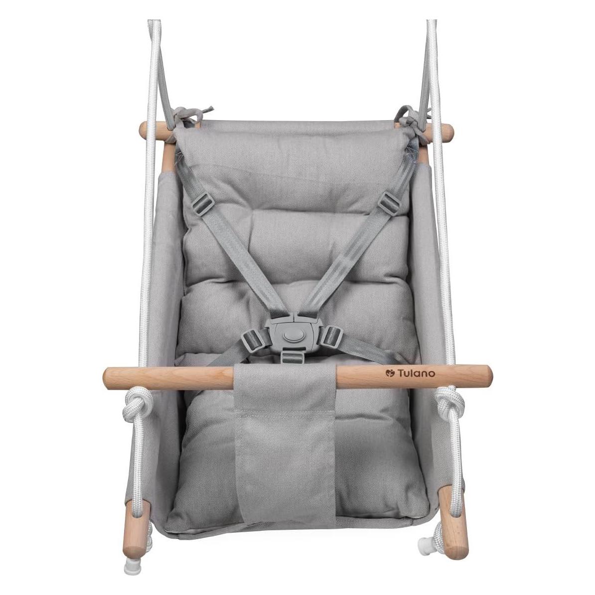 Tulano Babyschaukel mit Sicherheitsgurt (TN-HOP 40 GREY-WHITE)