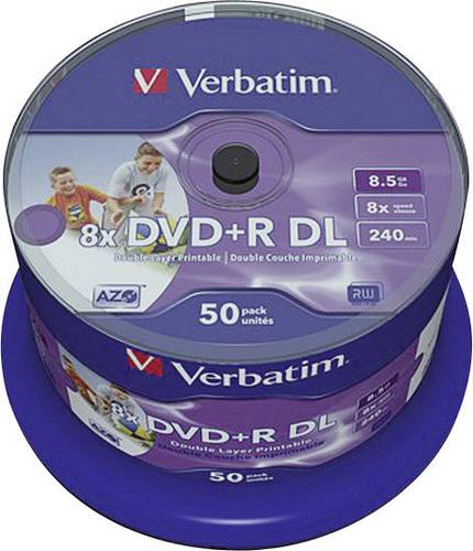Verbatim 43703 DVD+R DL Rohling 8.5GB 50 St. Spindel Bedruckbar