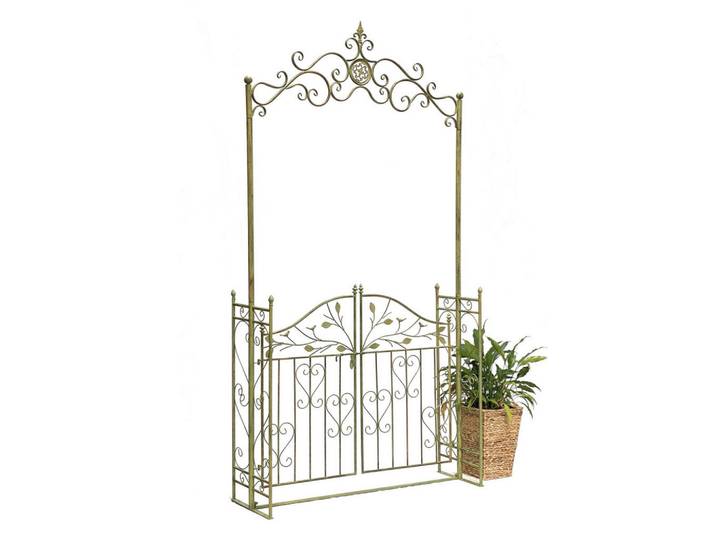 DanDiBo Rosenbogen mit Tür Wetterfest Metall Breite 130 cm Grün 93997, 130x250x40 cm, Dekoration, Gartendeko