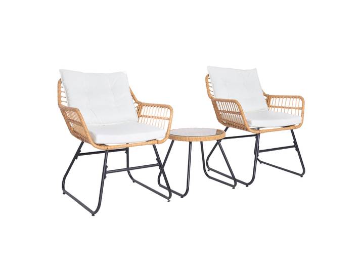 SVITA AMALFI Rattan Sitzgruppe Outdoor Gartenlounge 2 Personen Balkonset Natur