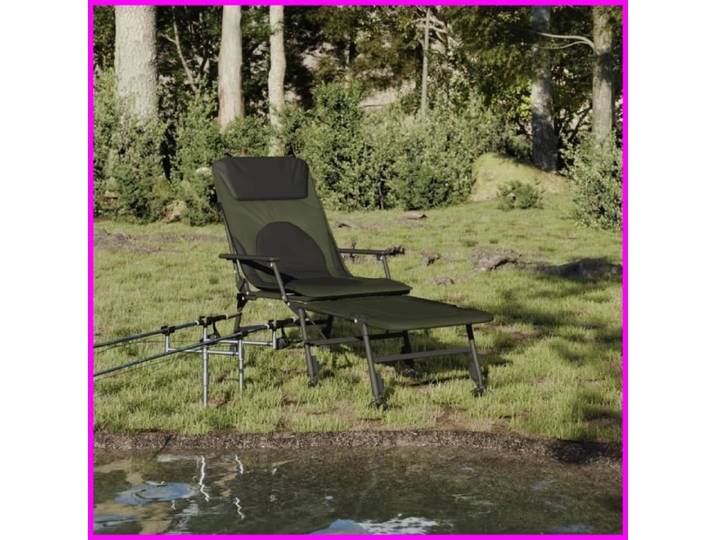 DXBK Chaise longue de pêche avec pieds à boue réglables pliable vert 4006420