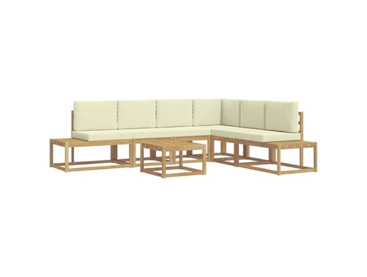 Modulares Sofa für den Außenbereich, 5-teilig, aus massivem Akazienholz Modernes Design, flexible Konfiguration, einfache Pflege, geeignet für Garten, Terrasse, Pool, neutraler Farbton