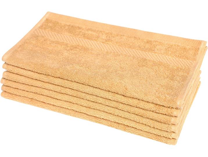 Gästehandtuch DYCKHOFF Planet , rot (apricot), B:30cm L:50cm, Walkfrottier, Obermaterial: 100% Baumwolle, Handtücher, Gästehandtuch