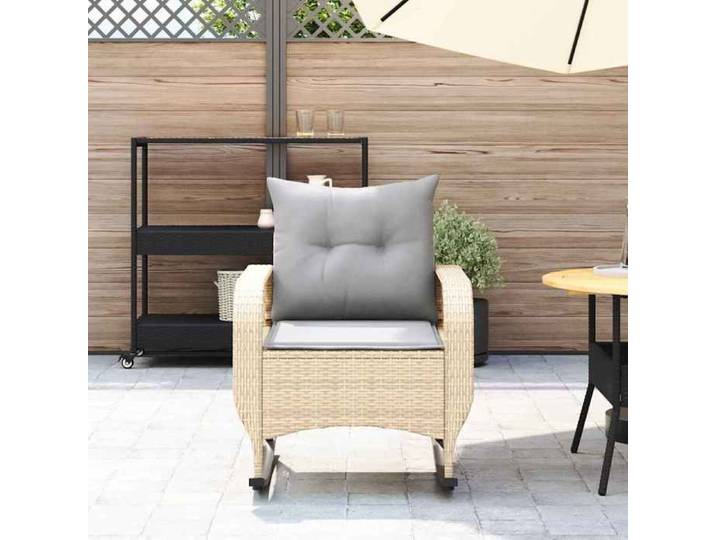 Beige Siège de jardin - Chaise à bascule de jardin - 1 PC - avec coussins - beige résine tressée C5129