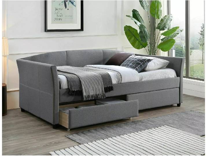 Graues Polsterbett LANTA 90 x 200 cm