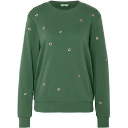 Tchibo - Besticktes Sweatshirt - Damen - Gr. S - dunkelgrün/geblümt