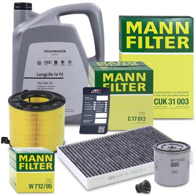 Mann-filter Inspektionspaket Set A + 5l 0W-20 IV FE Motoröl [Hersteller-Nr. 40975046] für Audi