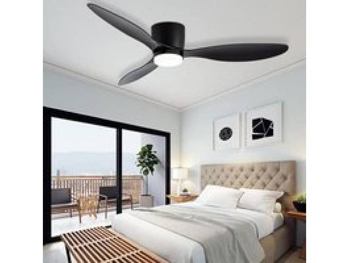 Plafonnier LED avec Ventilateur de Plafond Silencieux Télécommande 107cm Moteur DC Contrôleur mural Ventilateur + télécommande noir