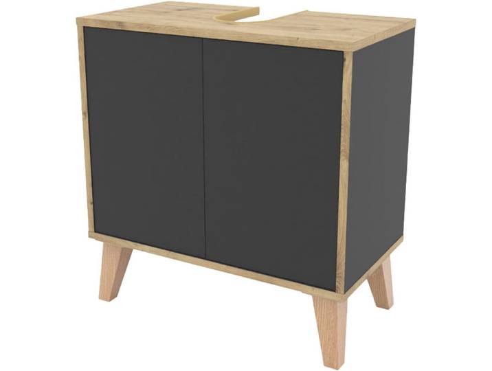Waschtisch WELLTIME, basalt grau, B:60cm H:63cm T:32,5cm, ABS-Kunststoff, Holzwerkstoff, Waschtische, Waschtisch