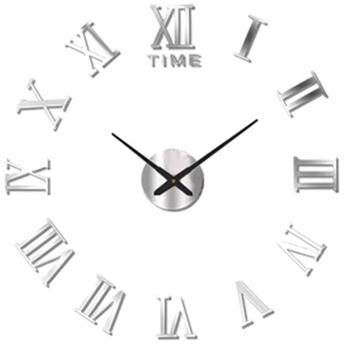 Uplift Essentials 3D Luminous Minimalist DIY Wall Clock 033 Silver 3d 51 In (130cm)