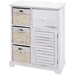 Mendler Kommode HWC-H21, Schrank Schubladenkommode, Massiv-Holz Korb-Schublade 80x60x30cm ~ shabby weiß