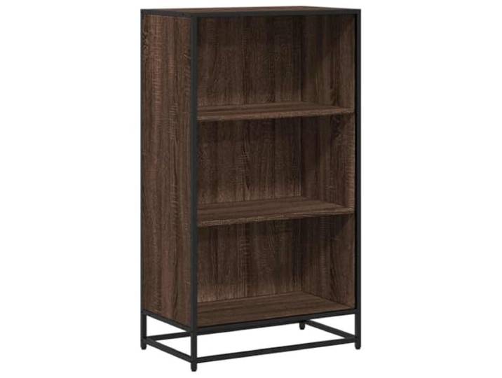 GHVBNMF Standregal Braun Eichen-Optik 60x35x107,5 cm Holzwerkstoff Metall Aufbewahrungsmöbel mit 3 geräumigen Fächern für Wohnzimmer und Büro. Stabile Konstruktion mit 80 kg Tragfähigkeit.